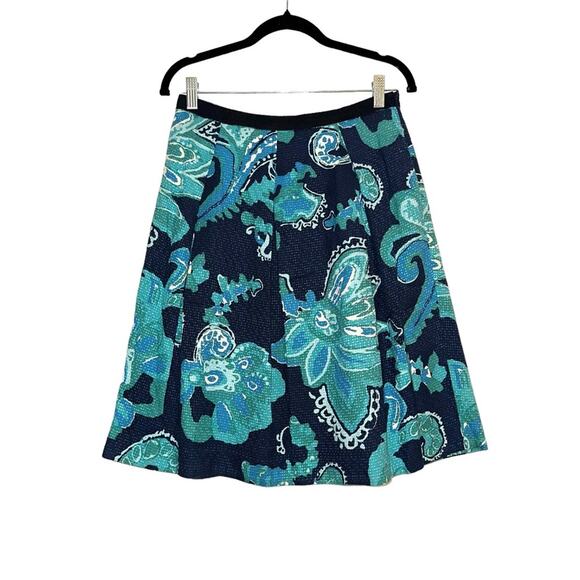 NWT Tory Burch Simone Silk Blend Floral Navy Pleated Skirt in Jelly Blue Rozel 6